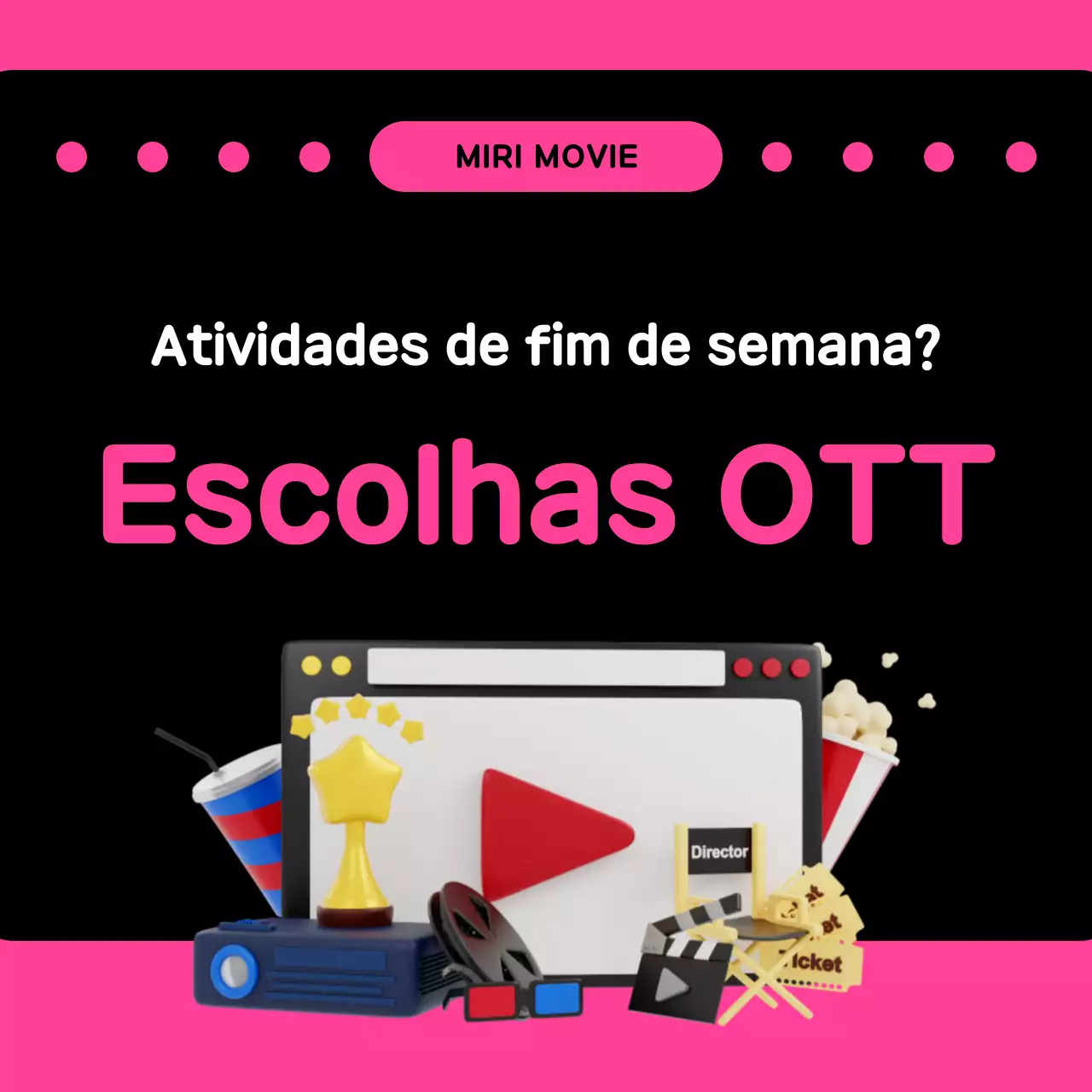 Um bonito post promocional OTT em rosa e preto
