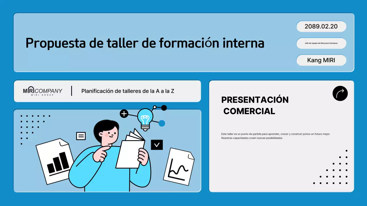Propuesta de un moderno taller de formación interna en azul
