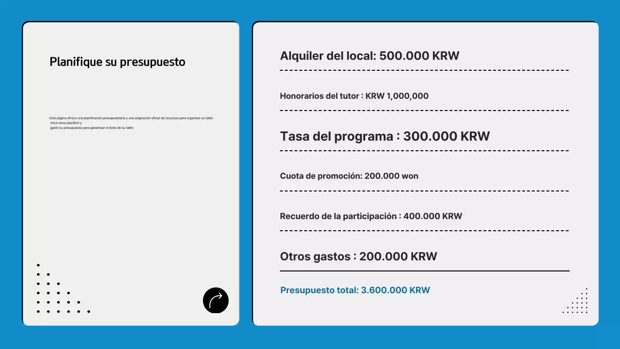 Propuesta de un moderno taller de formación interna en azul