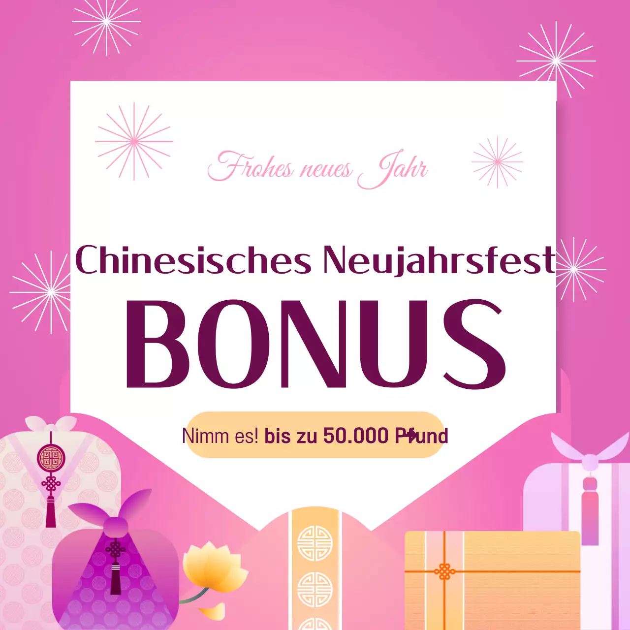 Rosa gemütliche Aktion zum chinesischen Neujahrsfest