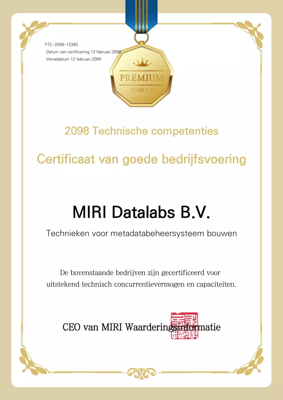 Certificaatvermelding Beige Classic