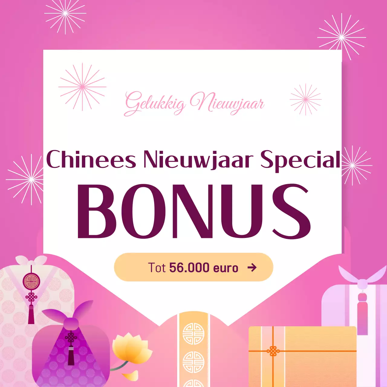 Roze gezellige Chinees Nieuwjaar promotie