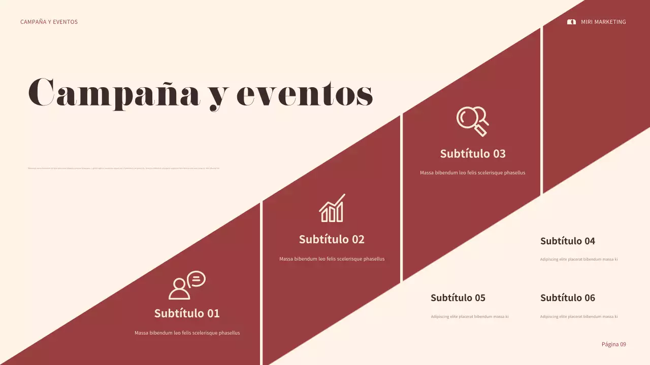 presentación de marketing maroon bold