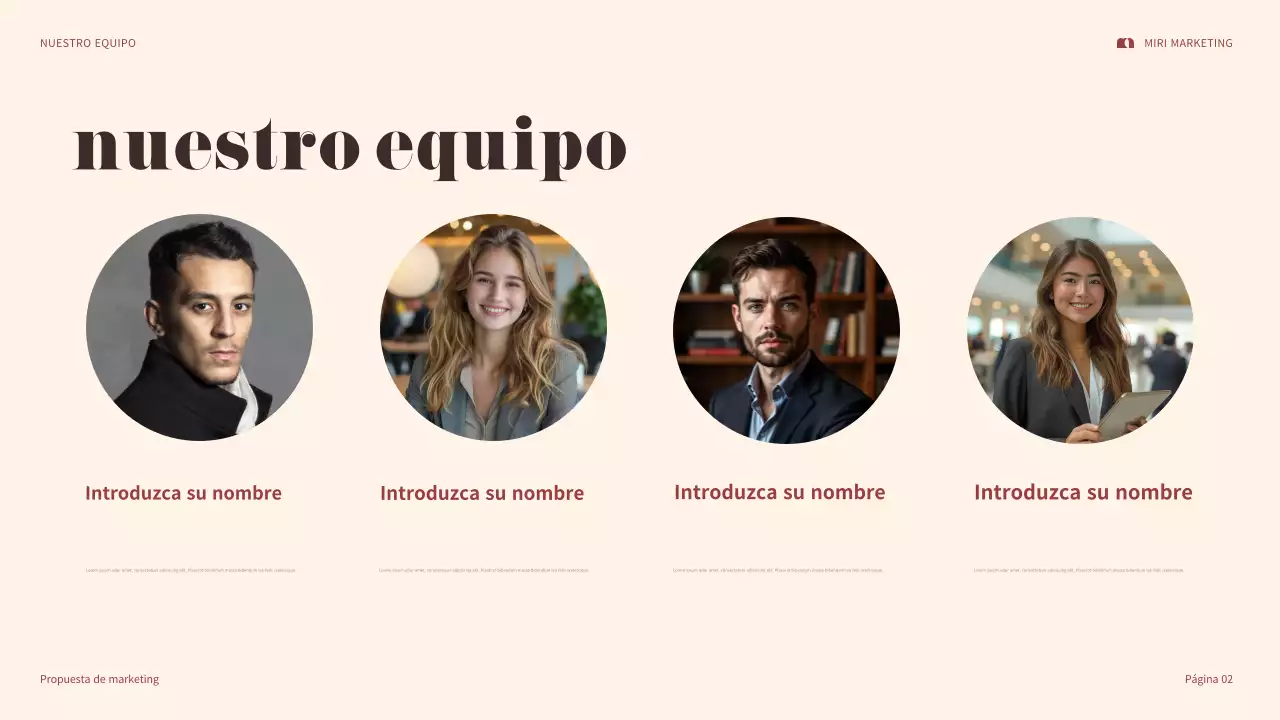 presentación de marketing maroon bold