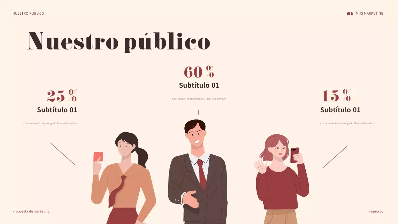 presentación de marketing maroon bold