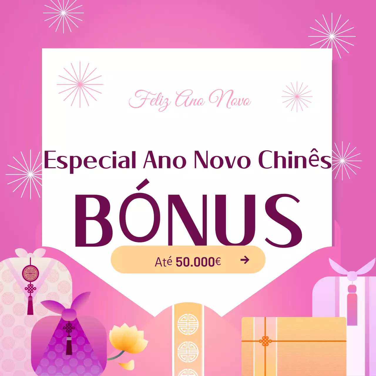 Promoção do Ano Novo Chinês em cor-de-rosa