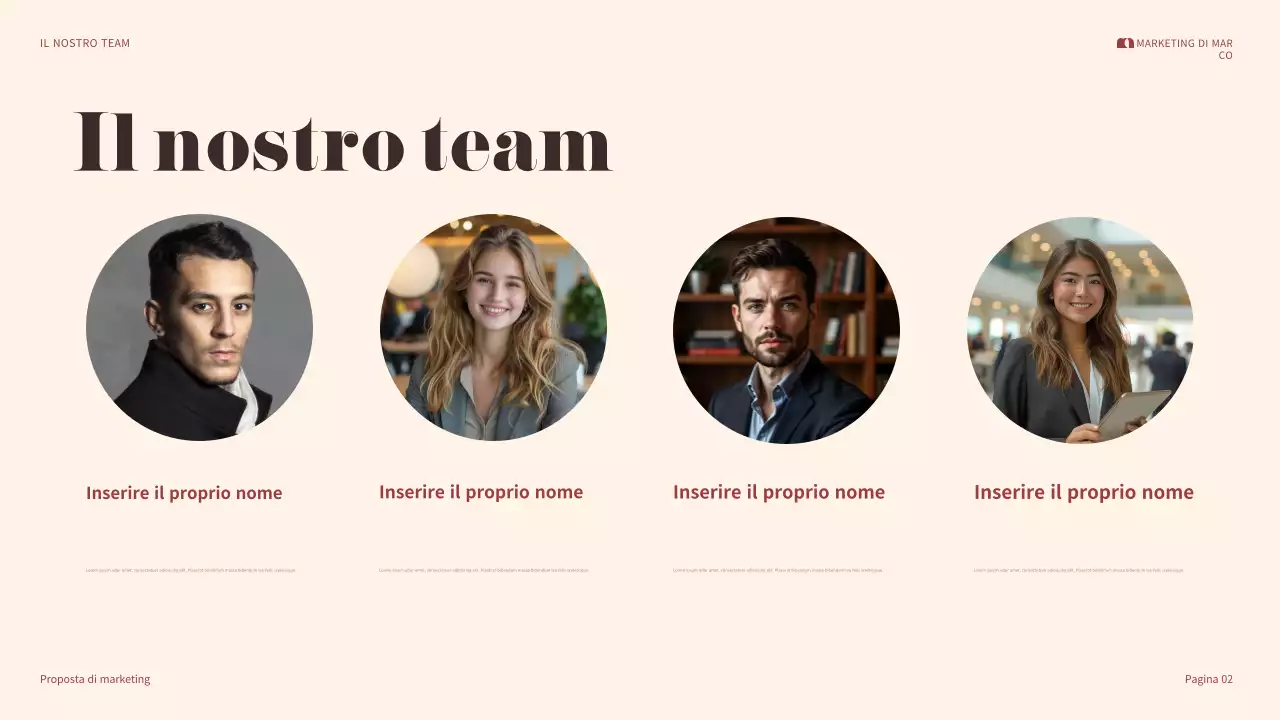 presentazione marketing maroon bold