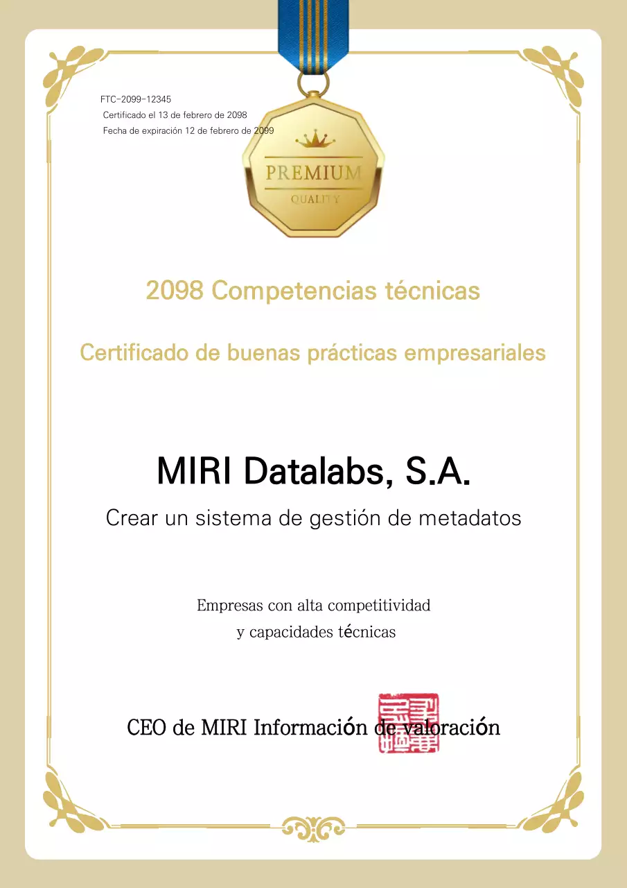 Listado de certificados Beige Classic