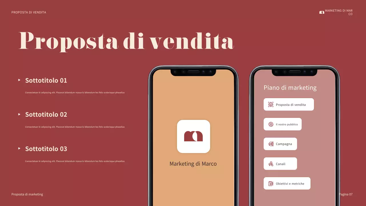 presentazione marketing maroon bold