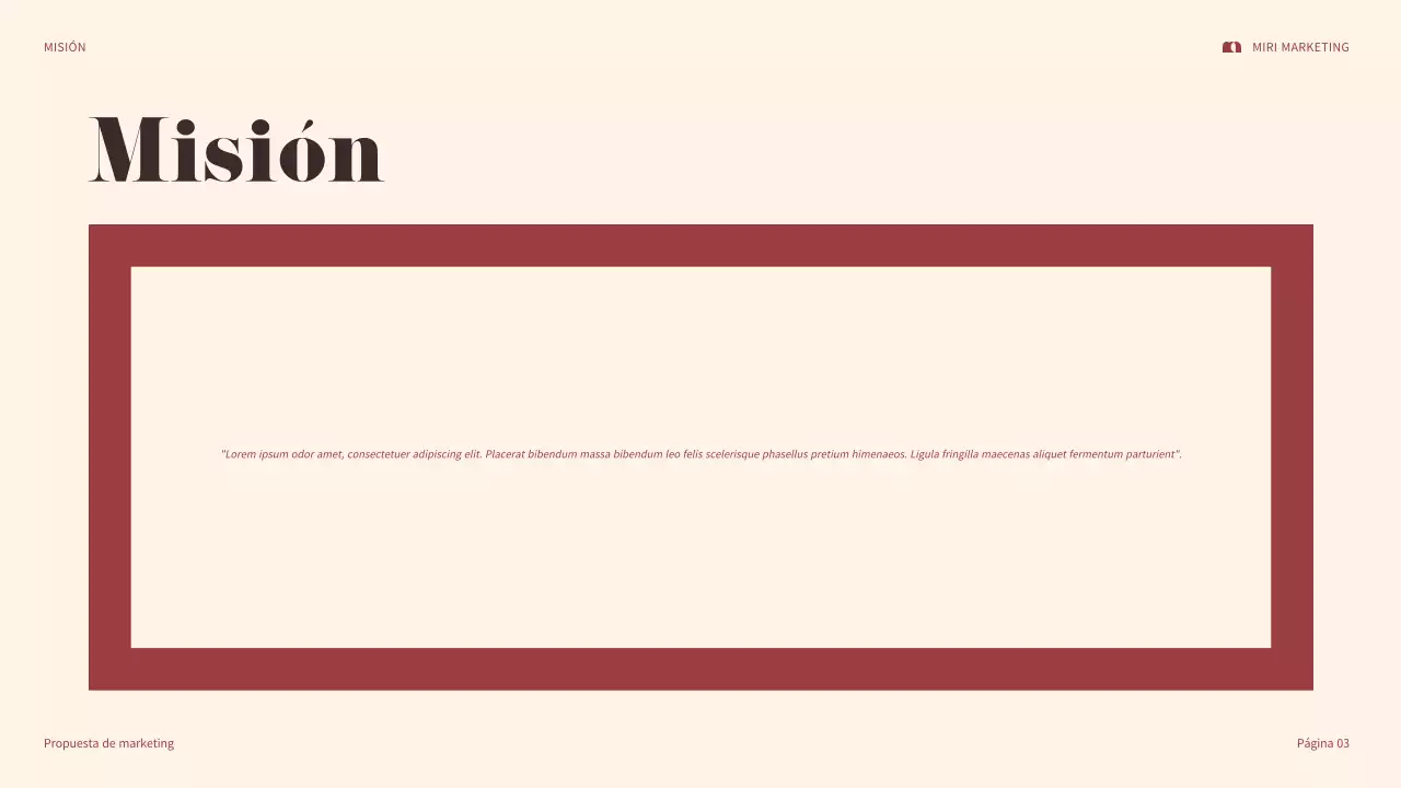 presentación de marketing maroon bold