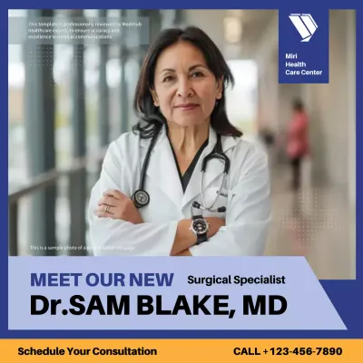 Blue Professional Healthcare Announcement Social Media Post