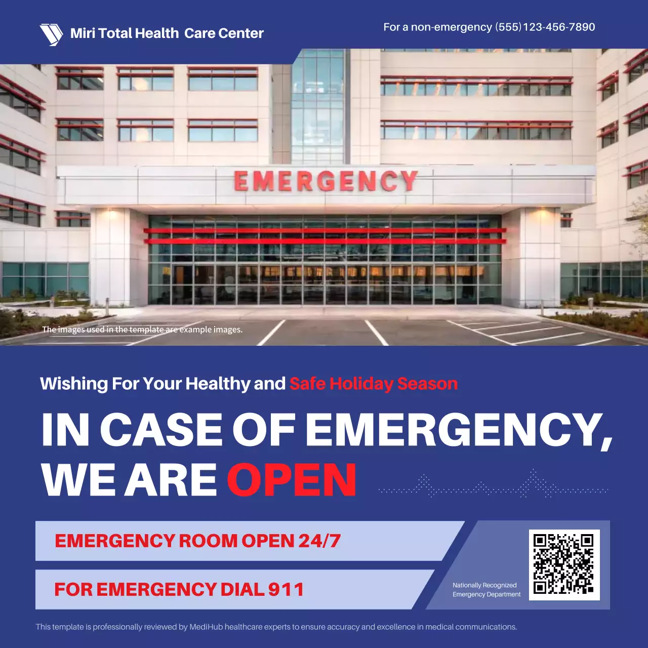 Blue Professional Emergency Announcement Social Media Post