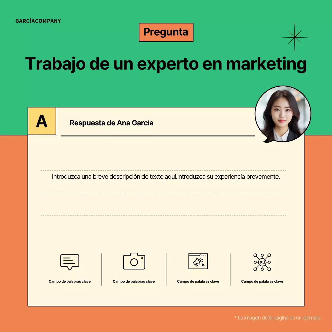 Anuncio naranja de formación en centros de trabajo modernos
