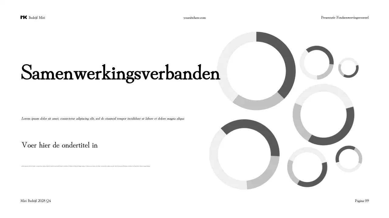 Presentatie zwart-wit modern fondsenwervingsvoorstel