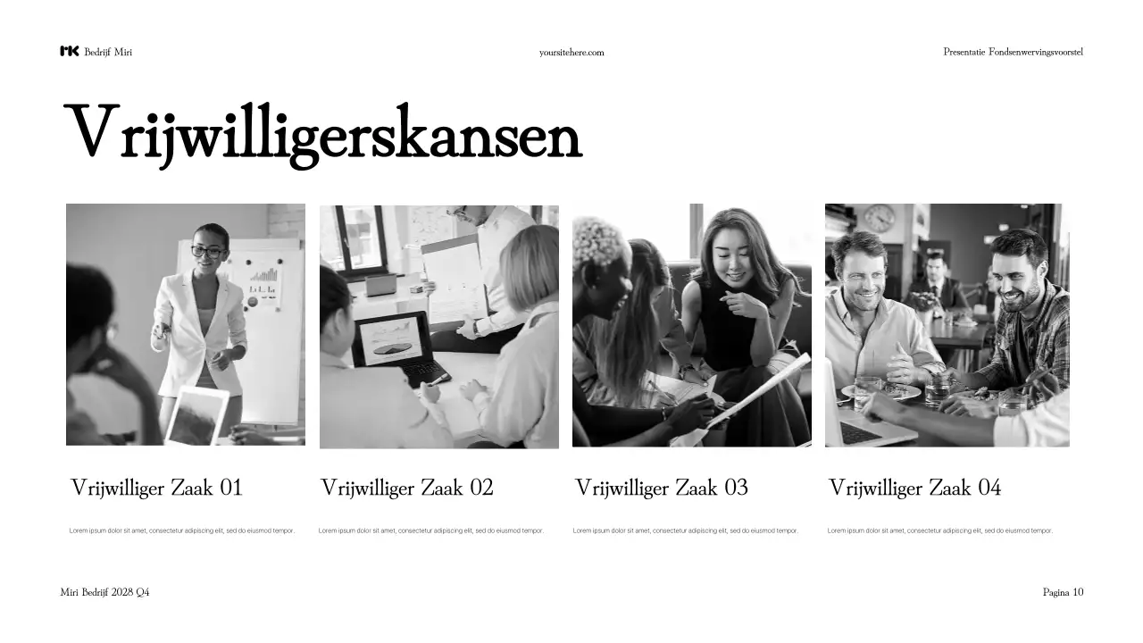 Presentatie zwart-wit modern fondsenwervingsvoorstel