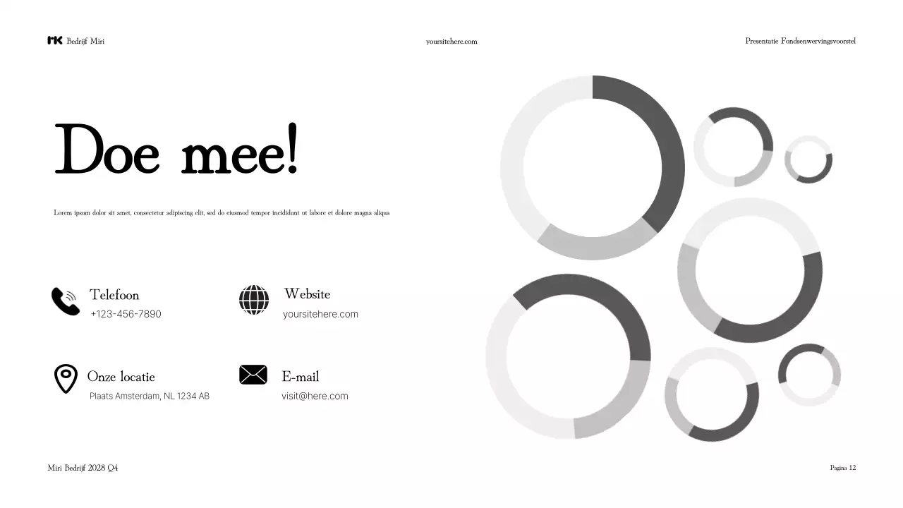 Presentatie zwart-wit modern fondsenwervingsvoorstel