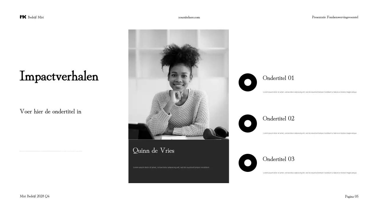 Presentatie zwart-wit modern fondsenwervingsvoorstel