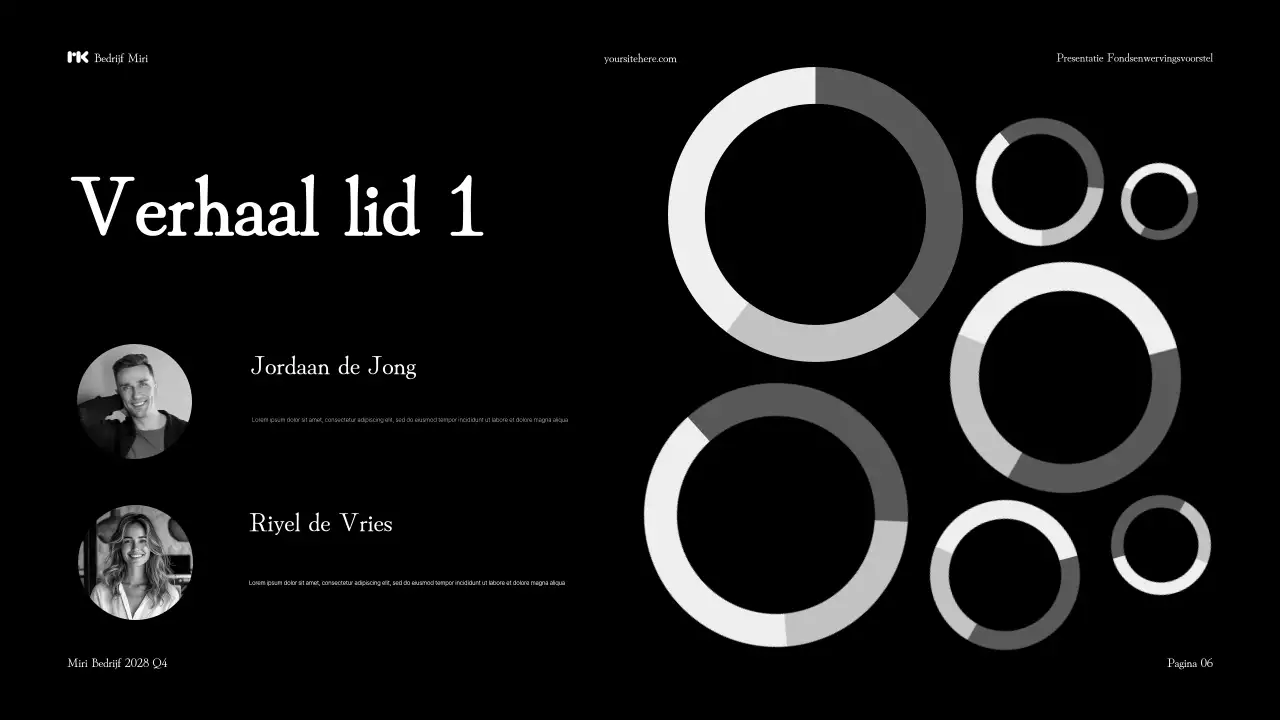 Presentatie zwart-wit modern fondsenwervingsvoorstel