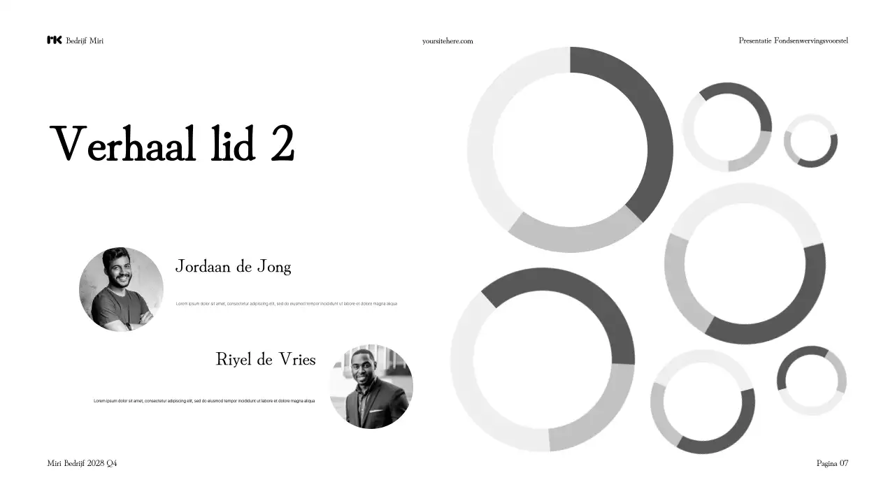 Presentatie zwart-wit modern fondsenwervingsvoorstel