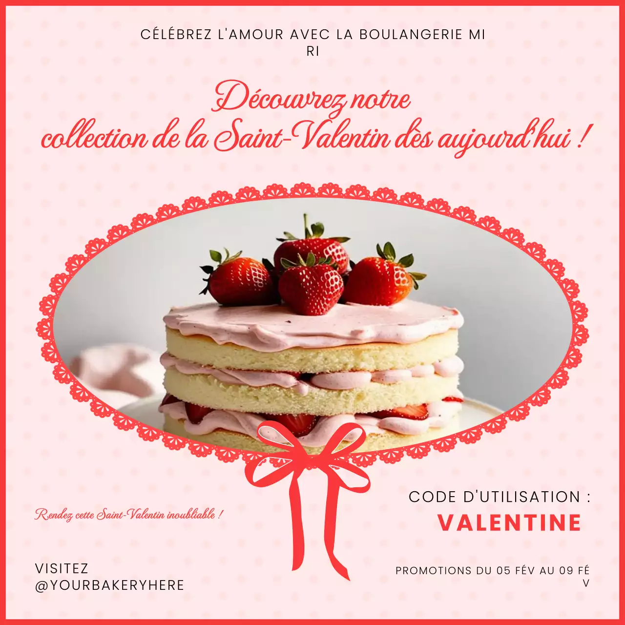 promotion de la boulangerie élégante rouge