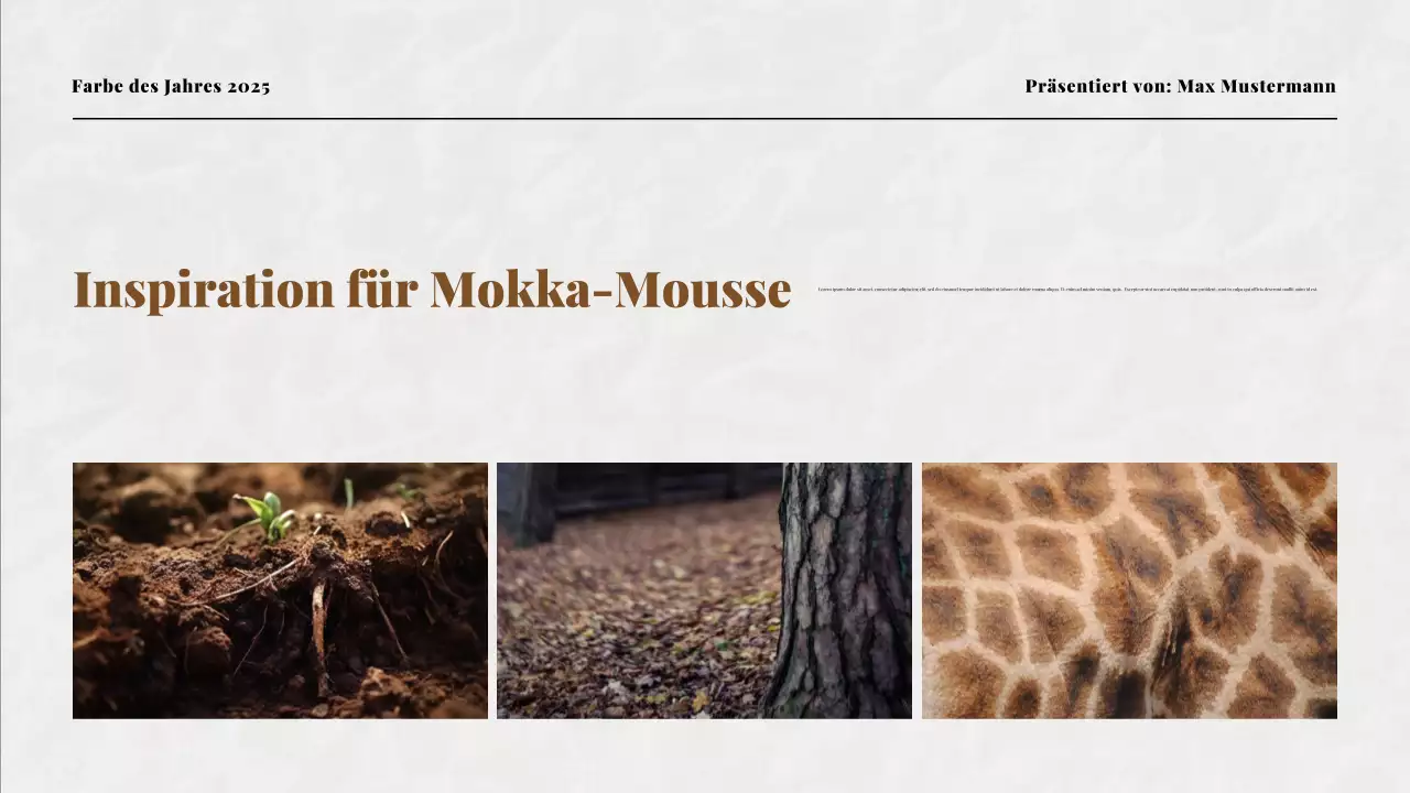 Beige und Mokka Farbe des Jahres Präsentation