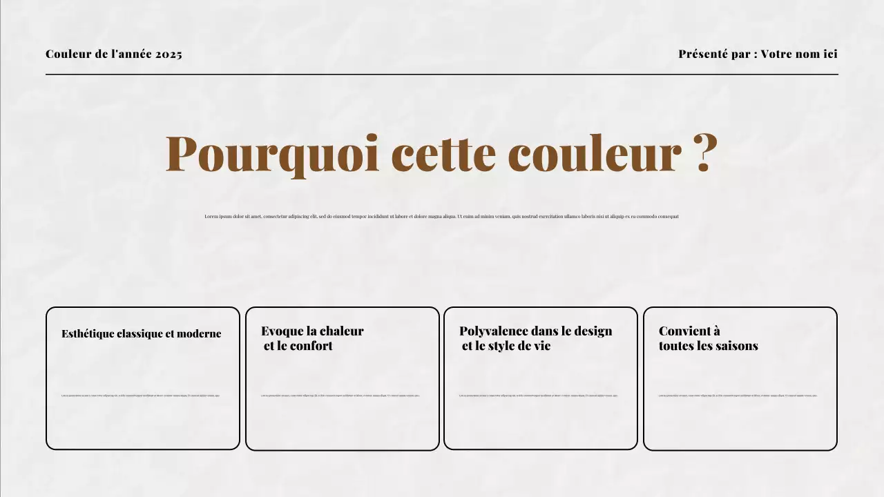 Présentation de la couleur beige et moka de l'année