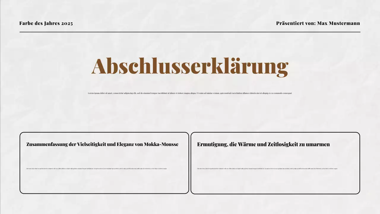 Beige und Mokka Farbe des Jahres Präsentation