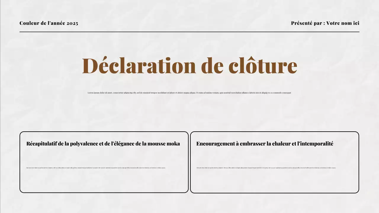 Présentation de la couleur beige et moka de l'année