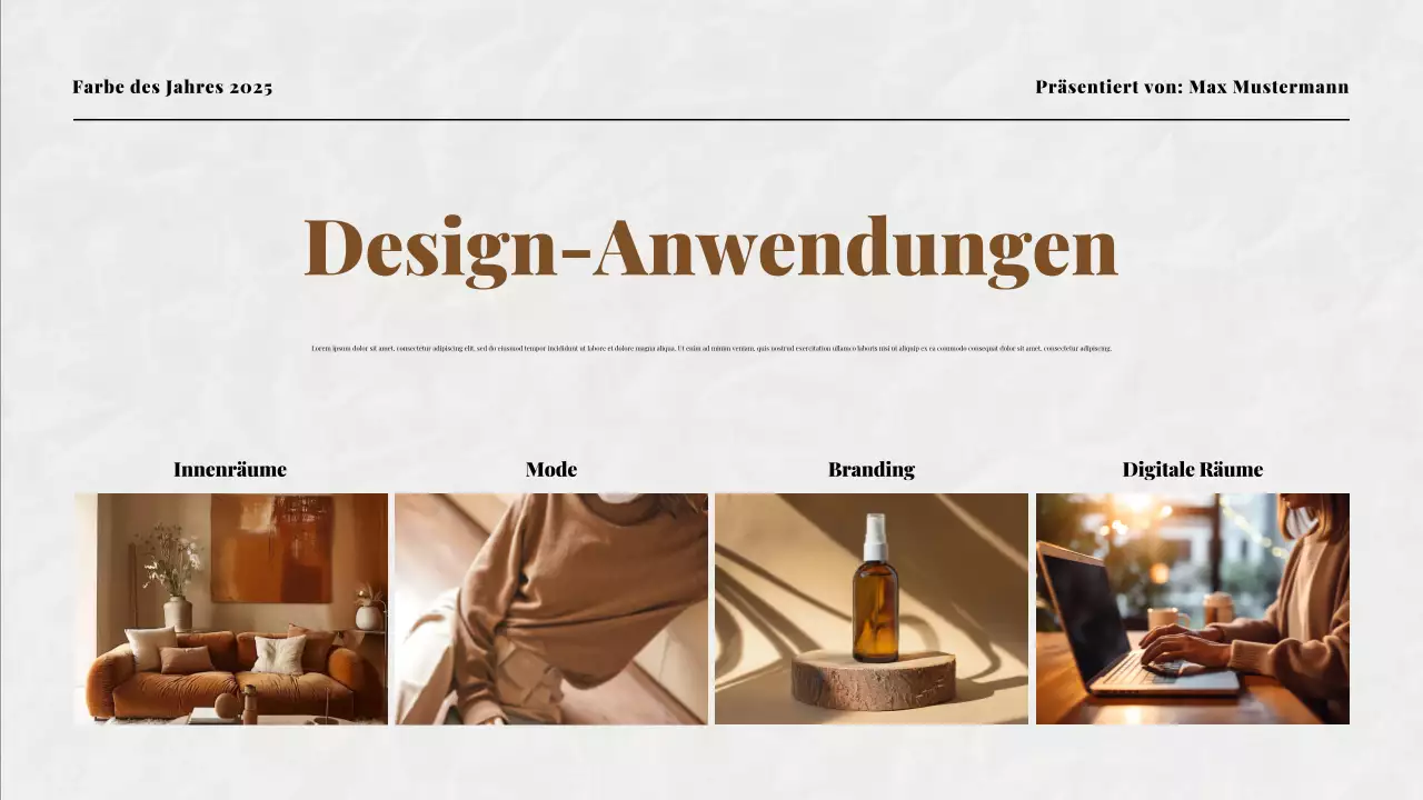 Beige und Mokka Farbe des Jahres Präsentation