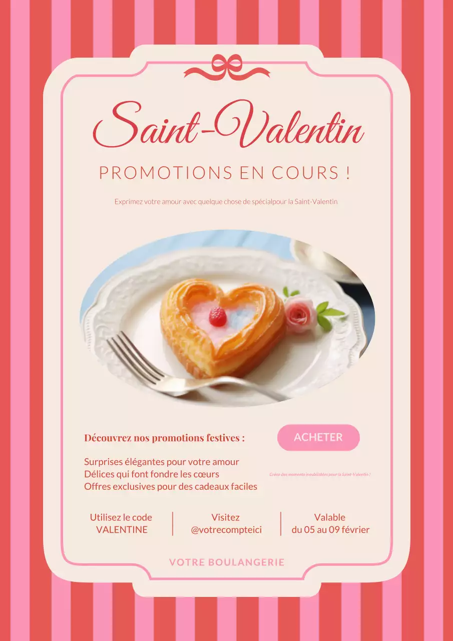 Affiche promotionnelle de la boulangerie vintage rose