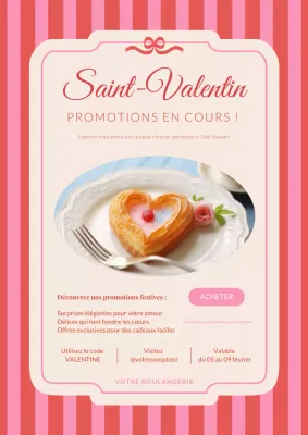 Affiche promotionnelle de la boulangerie vintage rose