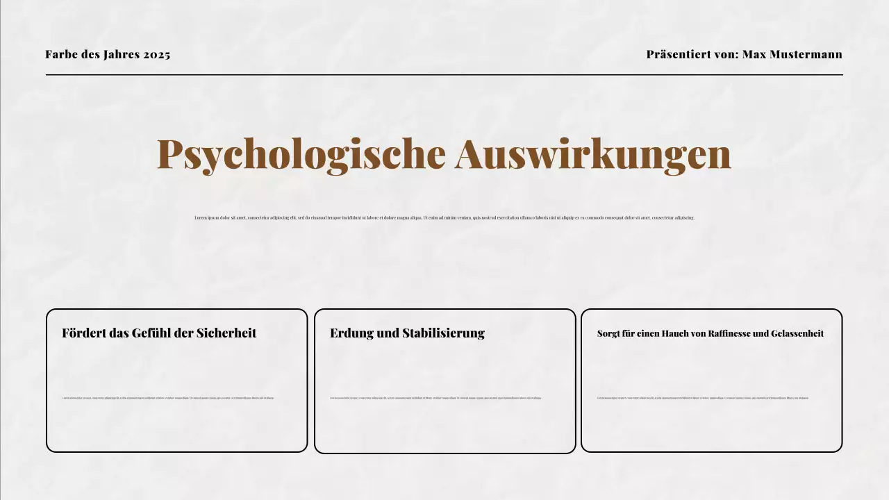 Beige und Mokka Farbe des Jahres Präsentation