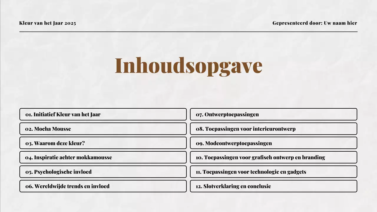 Beige en Mokka Kleur van het Jaar Presentatie