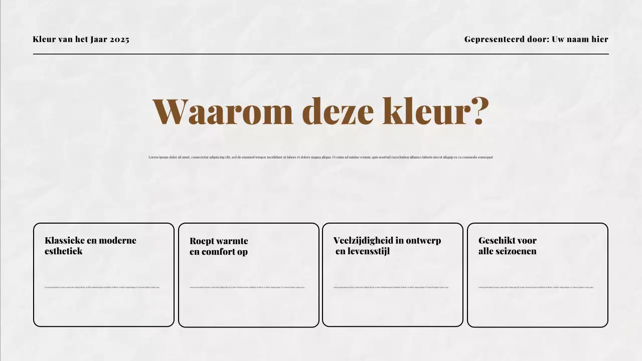 Beige en Mokka Kleur van het Jaar Presentatie