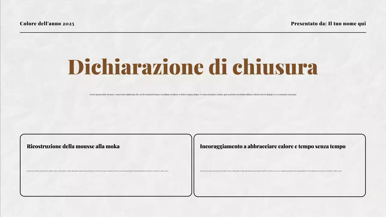 Presentazione dei colori beige e moka dell'anno