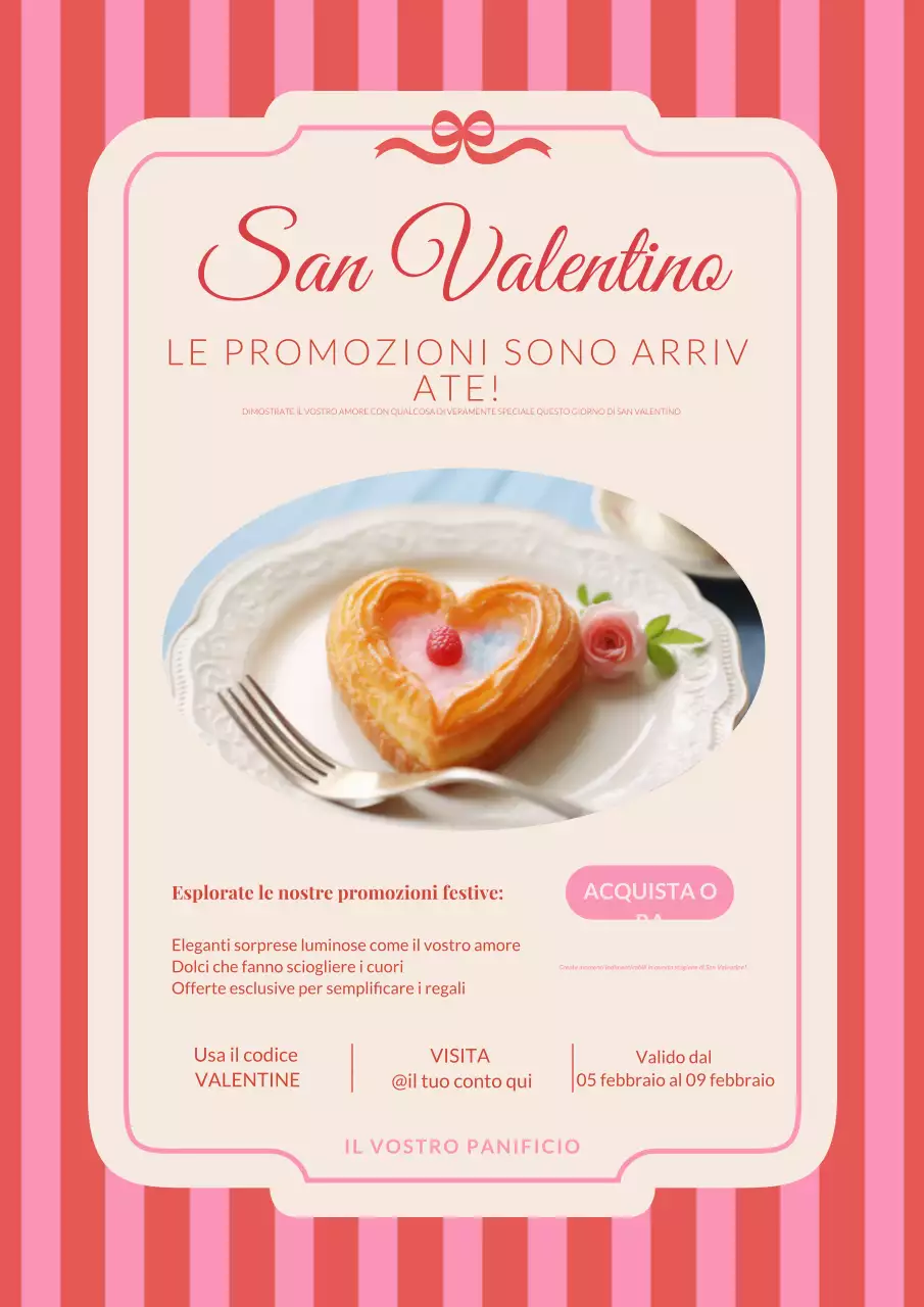 Poster promozionale della panetteria vintage rosa