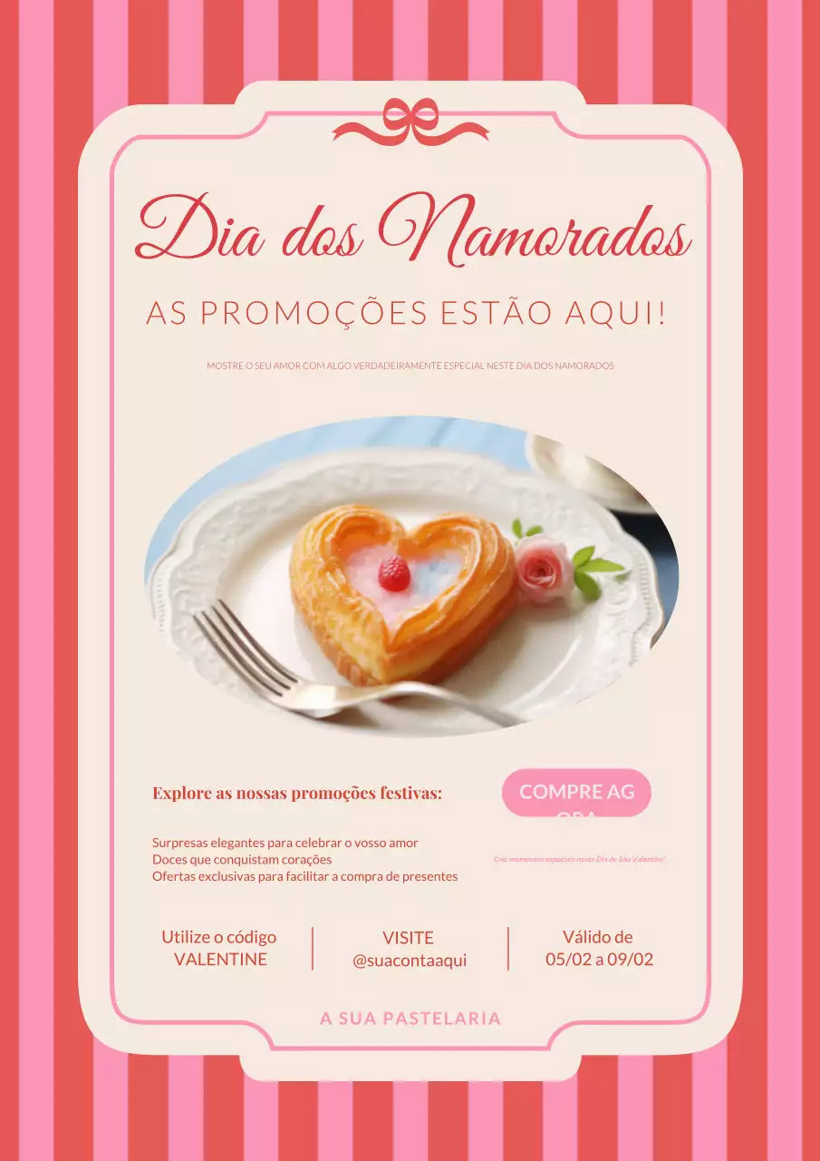 Cartaz de promoção de padaria vintage cor-de-rosa