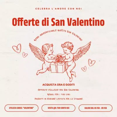 Promozione di San Valentino vintage rosso e beige