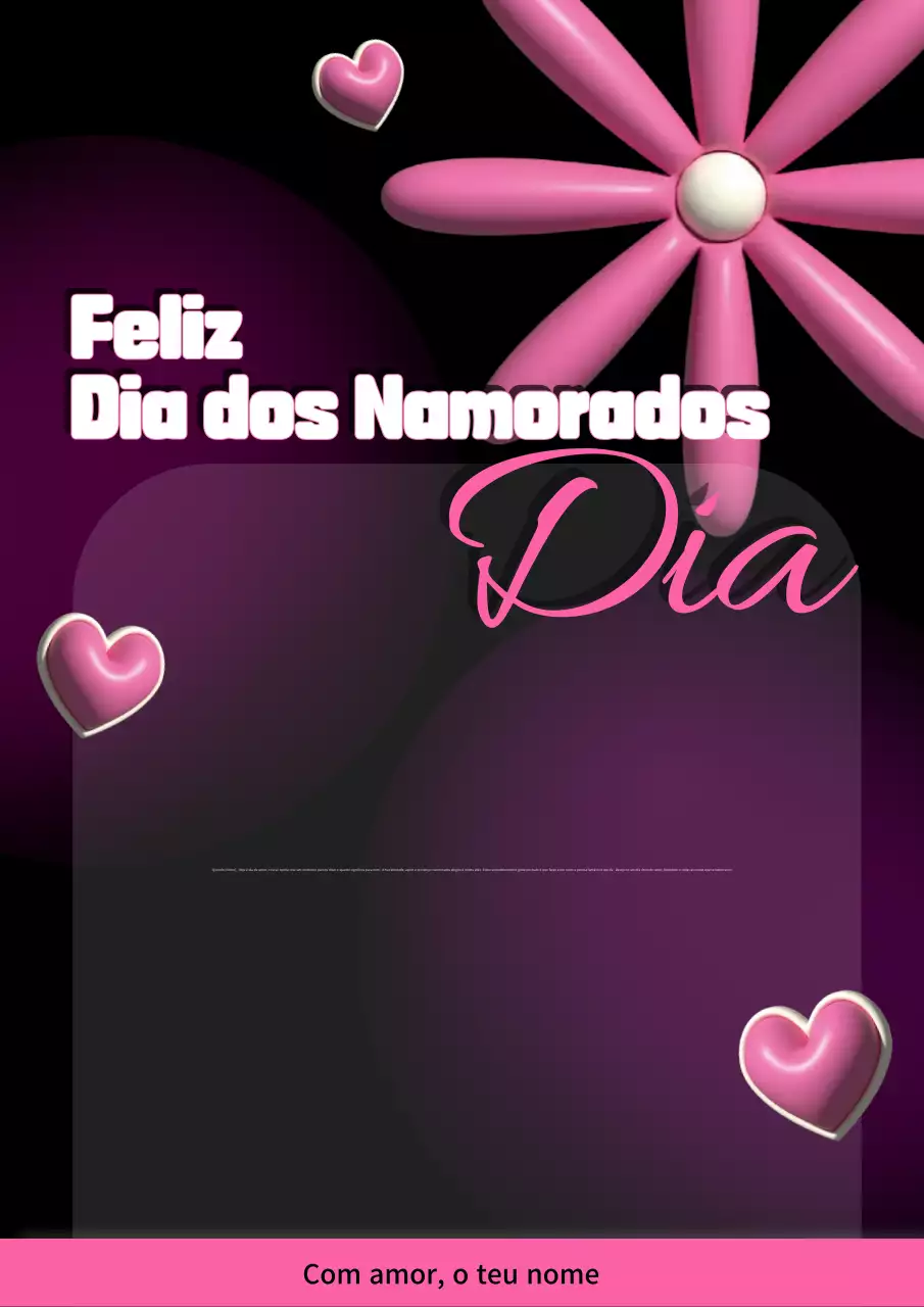 carta de dia dos namorados romântica cor-de-rosa