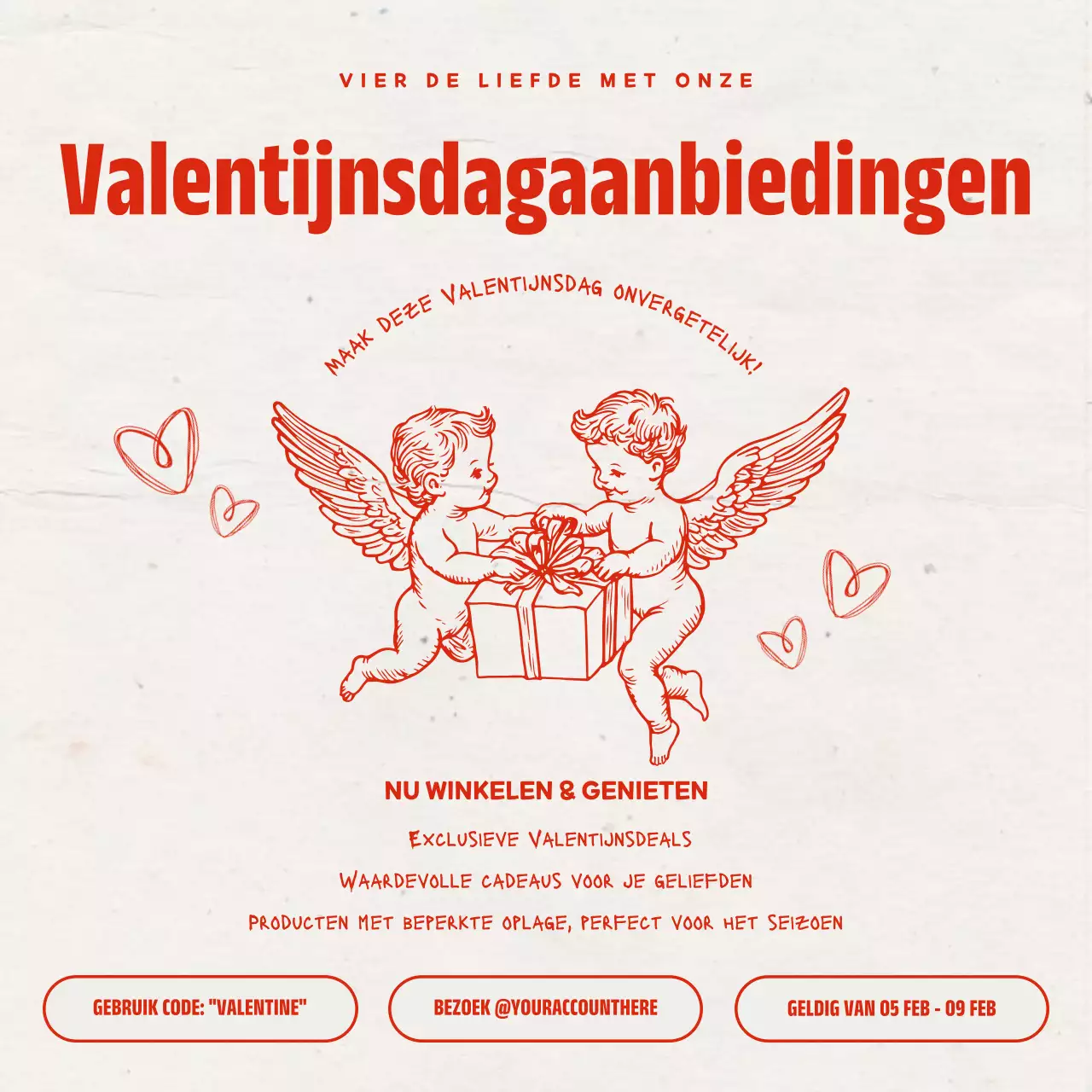 Rood en Beige Vintage Valentijn Promotie