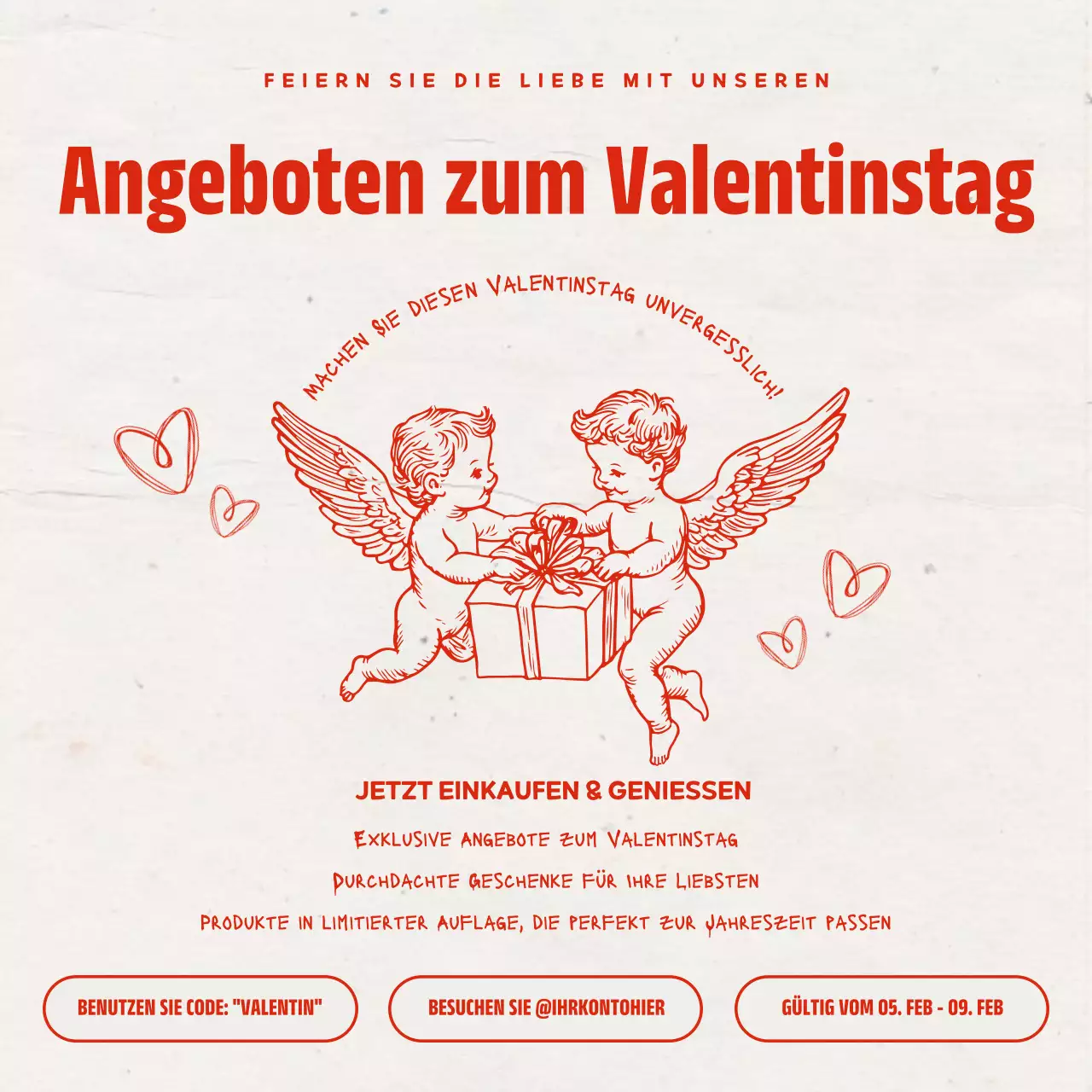 Rot und Beige Vintage Valentinstag Promotion