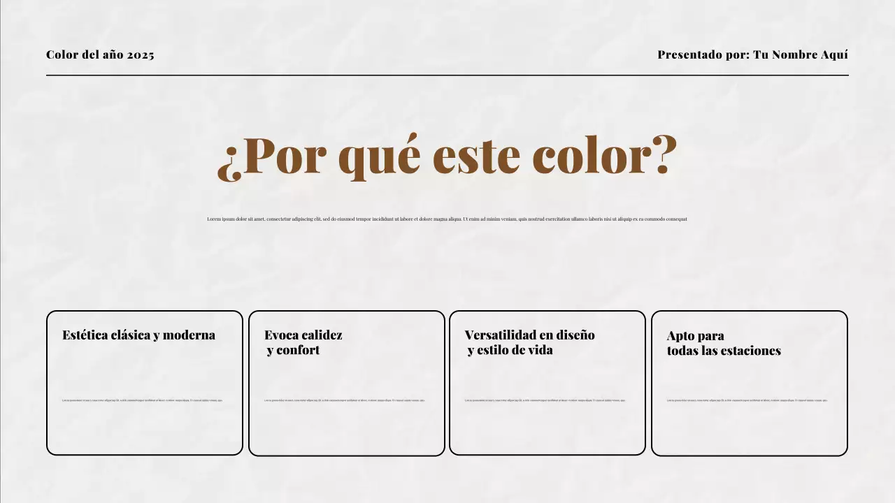 Presentación del Color del Año Beige y Moca