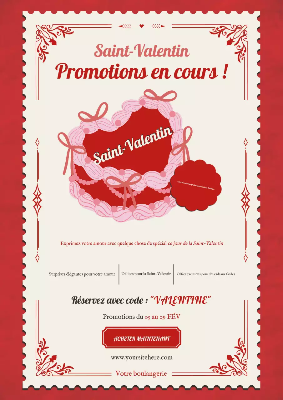 Rouge et rose Simple Vintage Coquette Saint-Valentin Sweet Promotion