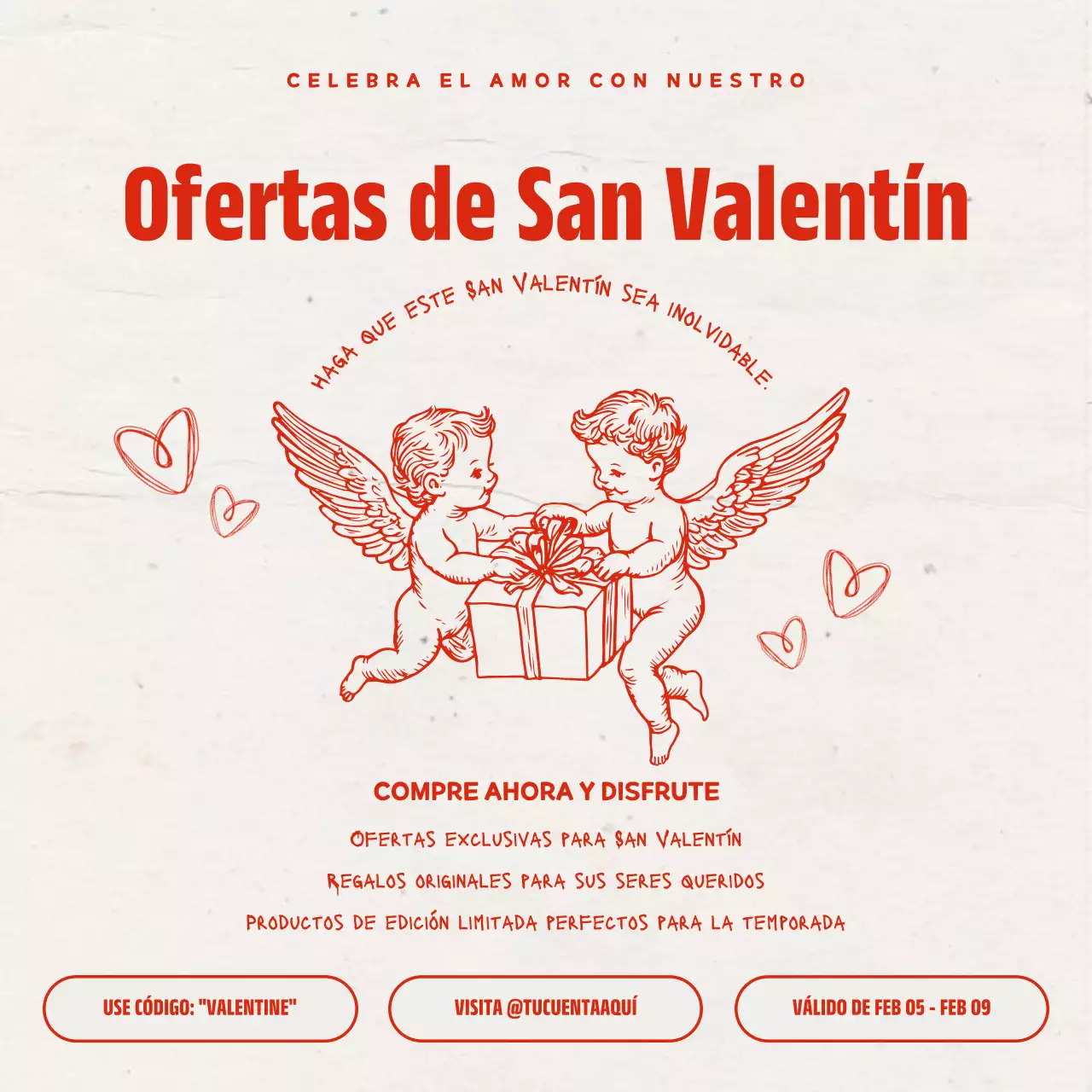 Promoción San Valentín Vintage Rojo y Beige