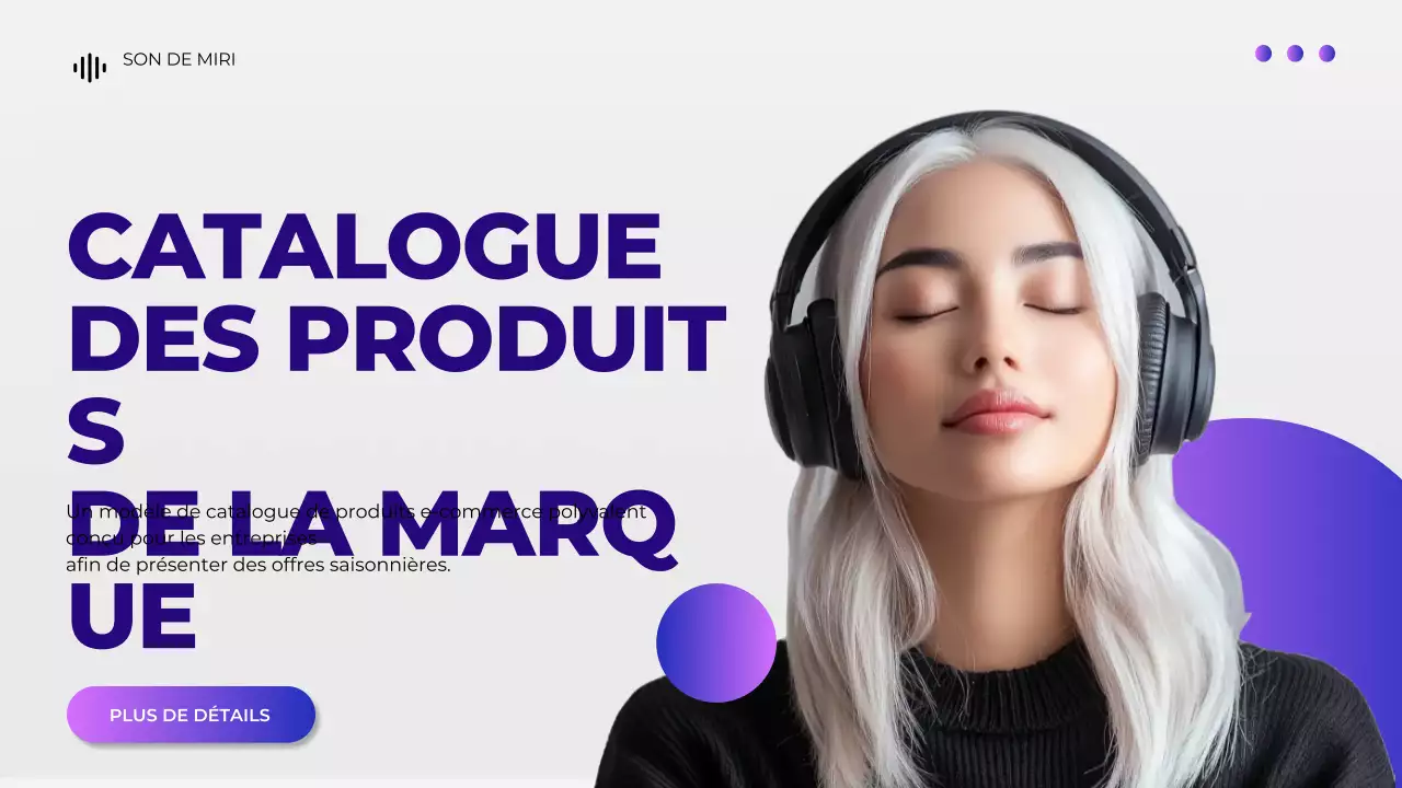 Présentation du catalogue de produits des appareils numériques gris et violets