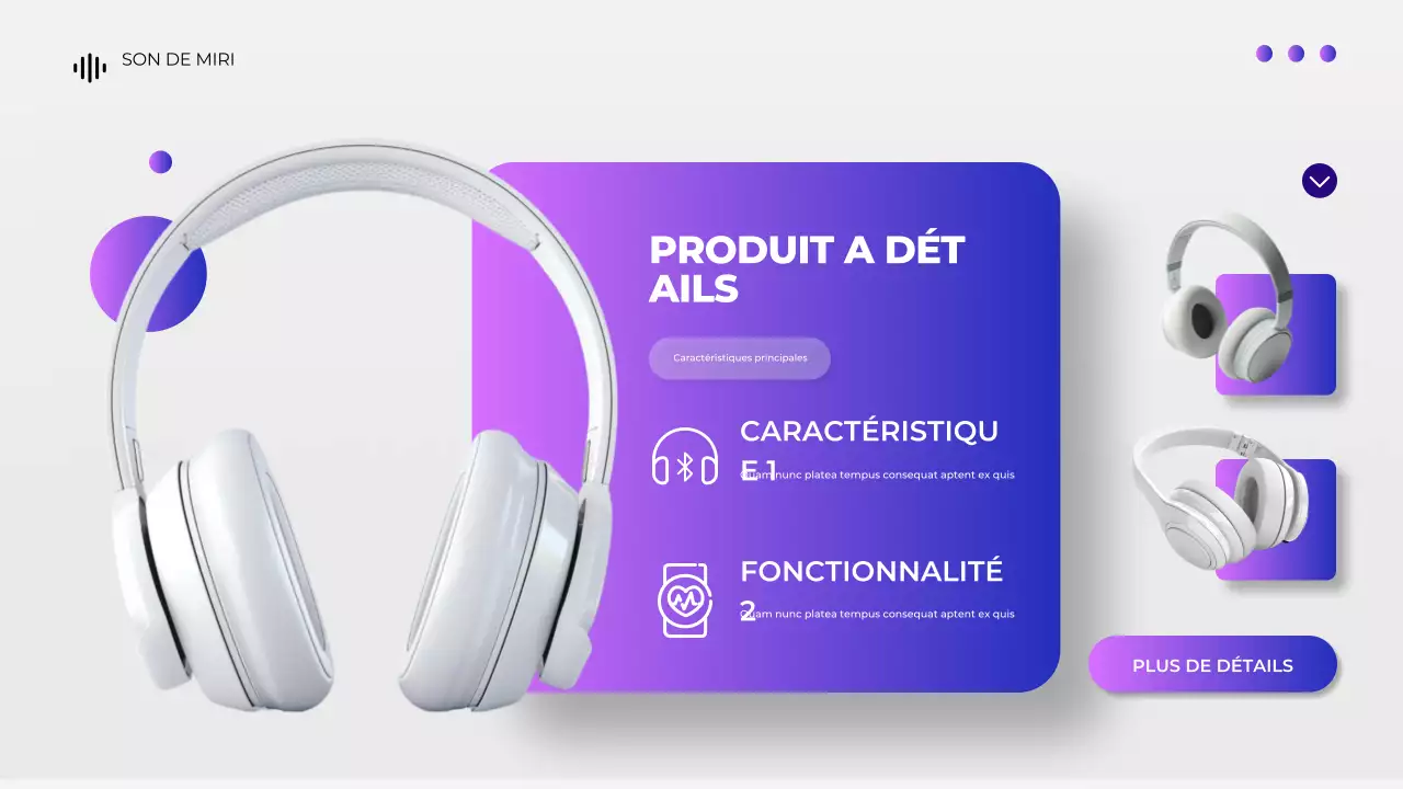 Présentation du catalogue de produits des appareils numériques gris et violets