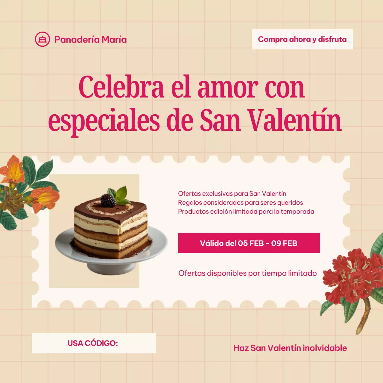 Promoción de San Valentín rosa en las redes sociales
