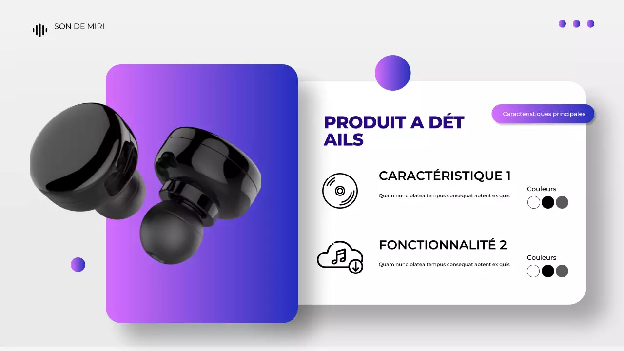 Présentation du catalogue de produits des appareils numériques gris et violets