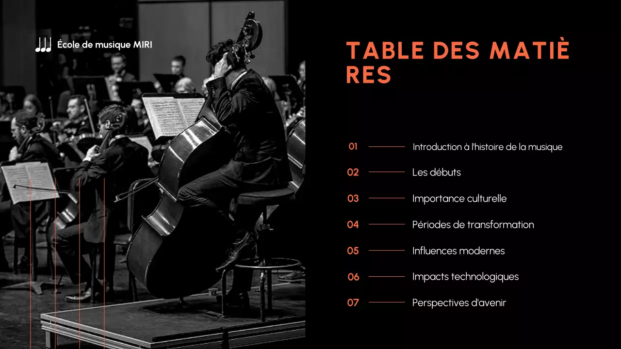 Orange et noir Histoire de la musique moderne