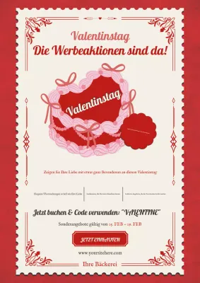 Rot und Rosa Einfache Vintage Coquette Valentinstag Süße Aktion